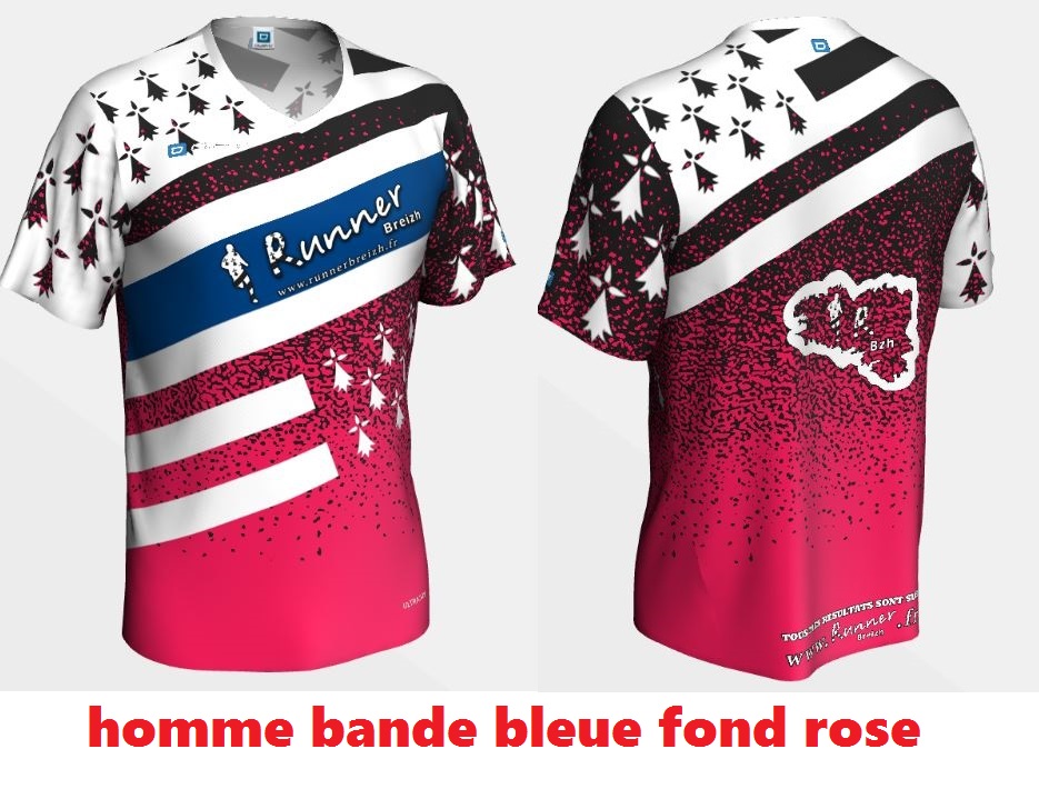 Homme Bande Bleue Fond ROSE